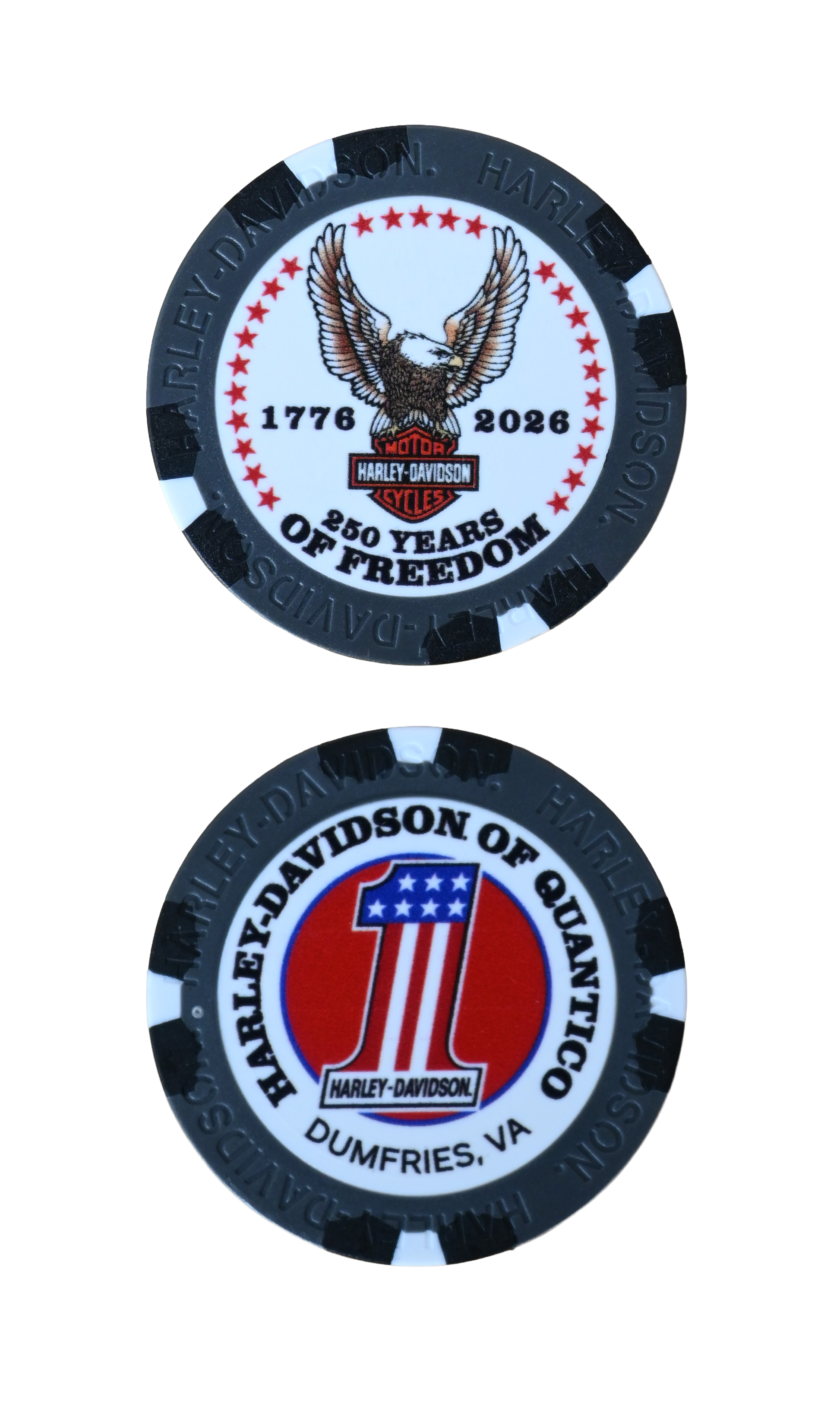 Americana 250th Anniversary Custom Poker Chip - Harley Davidson of Quantico